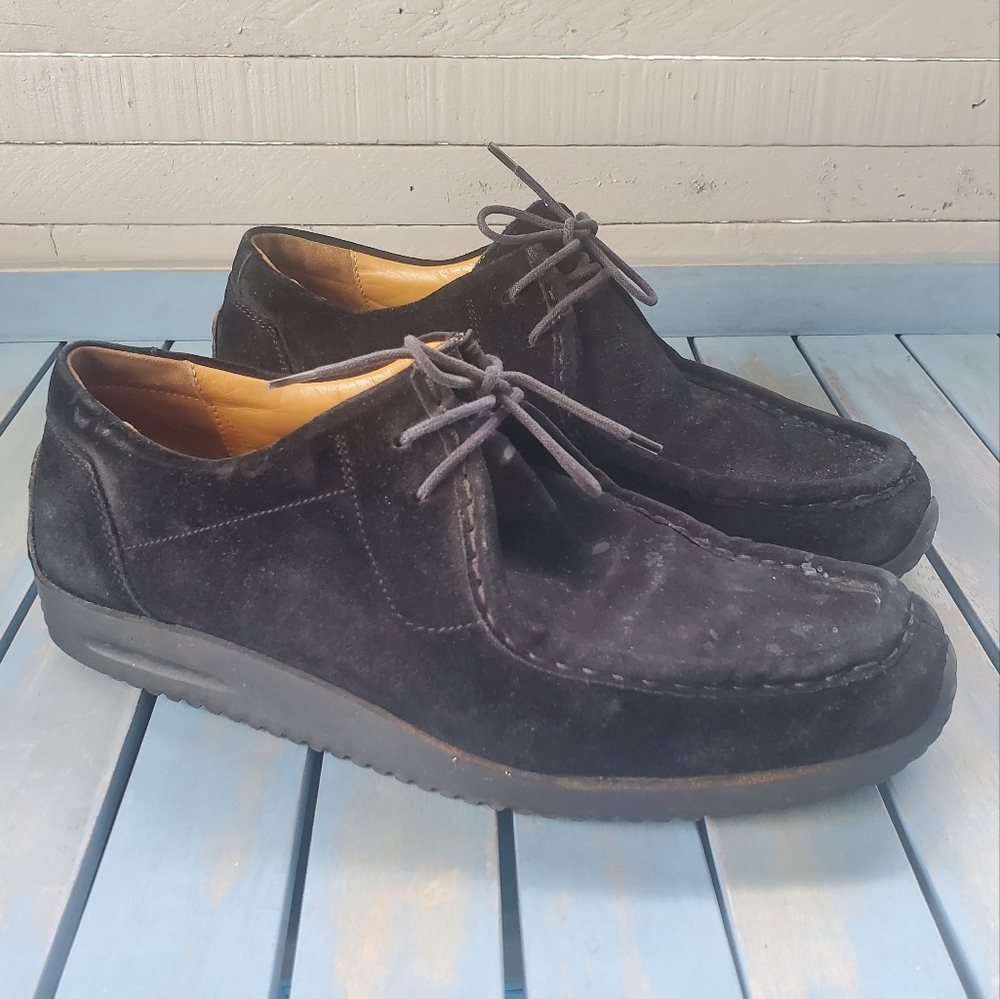 BALLY DARLY PLATFORM Moccasin Shoe Suede Leather Black Women's Size 8.5